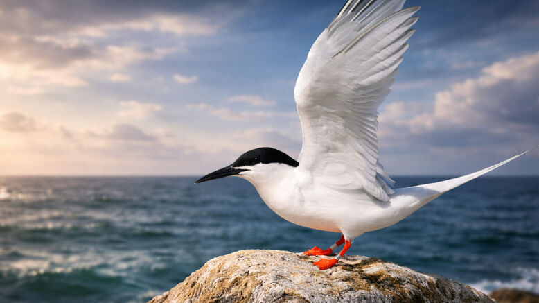 इंग्लैंड के दक्षिणी तट पर सुरक्षित घोंसले में बैठे समुद्री पक्षी, जो संरक्षण प्रयासों की सफलता को दर्शाते हैं।