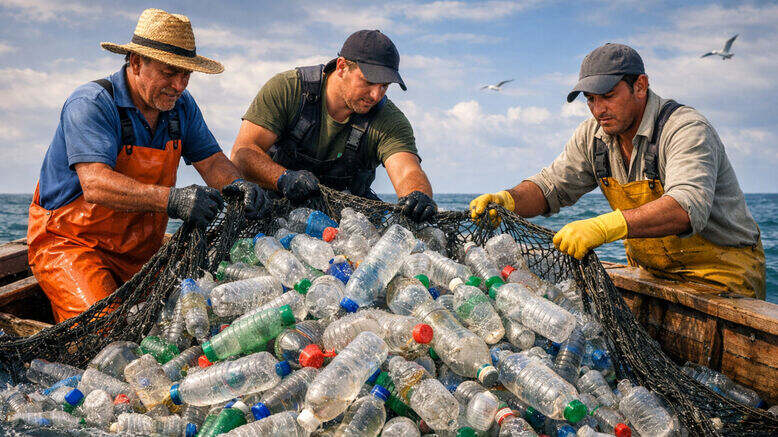समुद्र में मछुआरे के जाल में फंसा प्लास्टिक कचरा – Ocean Cleanup रिपोर्ट